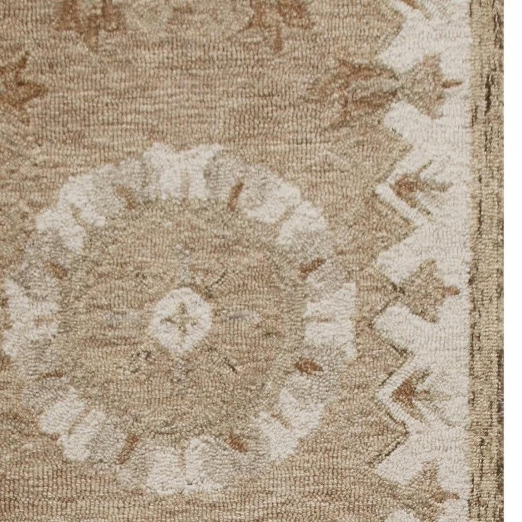 2′ X 7′ Tan Retro Modern Medallion Runner