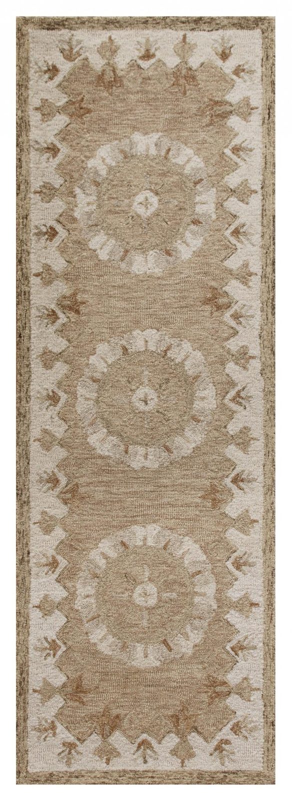 2′ X 7′ Tan Retro Modern Medallion Runner