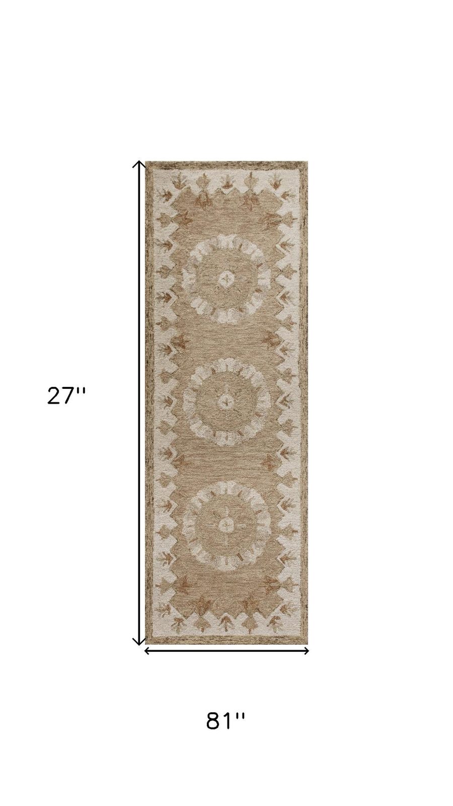 2′ X 7′ Tan Retro Modern Medallion Runner