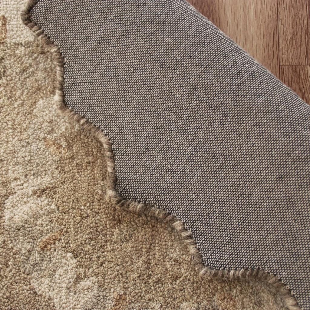 3′ Tan Retro Modern Medallion Round Rug