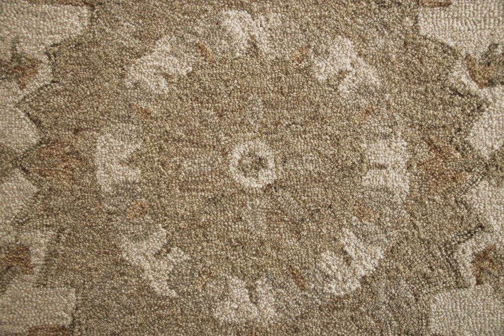 3′ Tan Retro Modern Medallion Round Rug