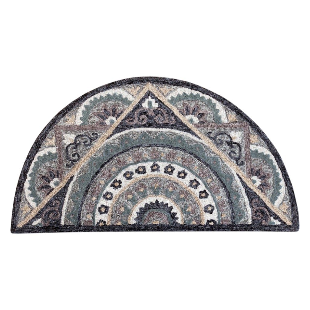 2′ X 4′ Blue and Gray Wool Area Rug
