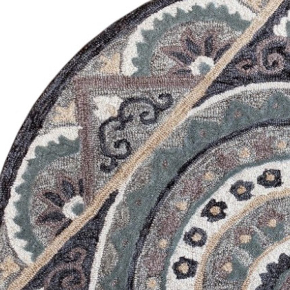 2′ X 4′ Blue and Gray Wool Area Rug