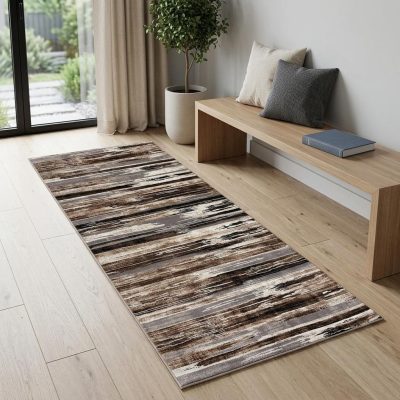2′ X 6′ Beige Rustic Strokes Area Rug