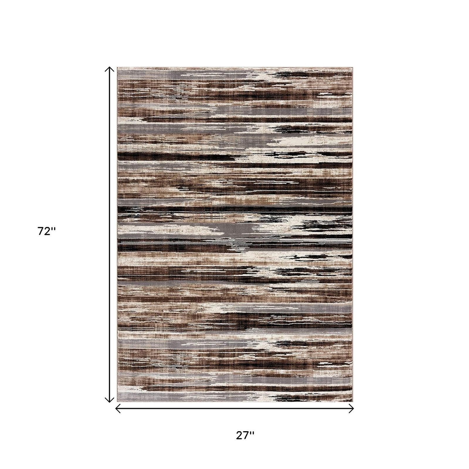 2′ X 6′ Beige Rustic Strokes Area Rug