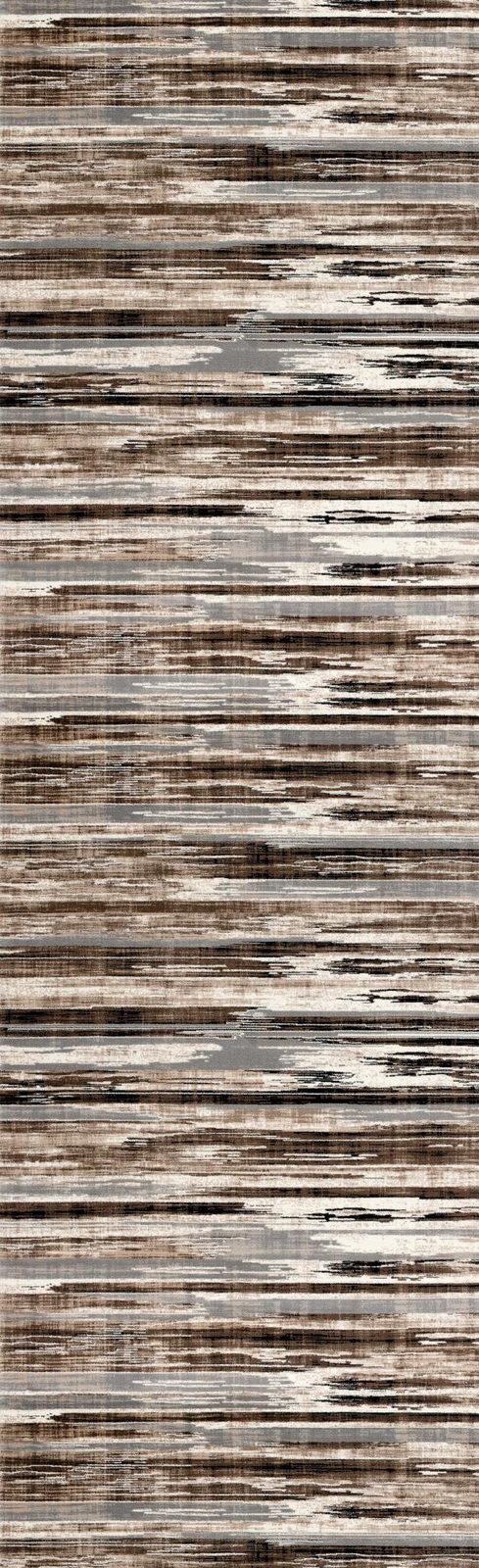 13′ Beige and Ivory Abstract Shag Runner Rug