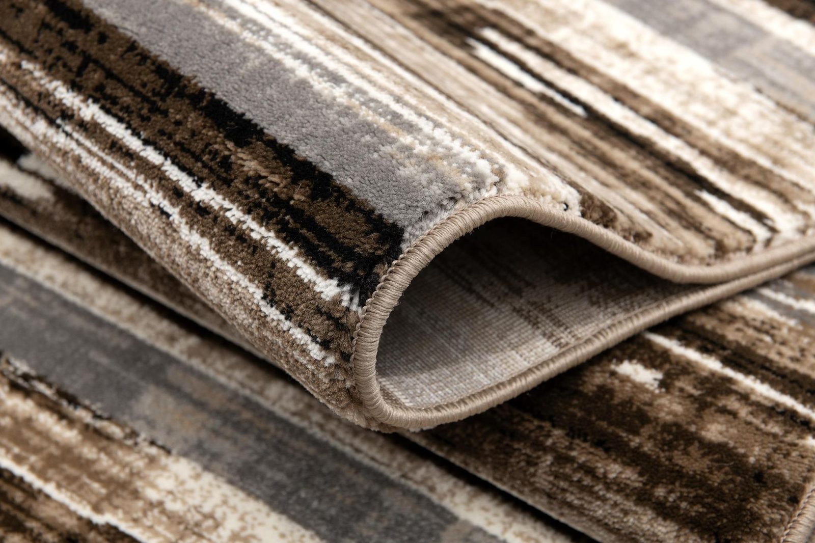 3′ X 5′ Beige Striped Power Loom Area Rug