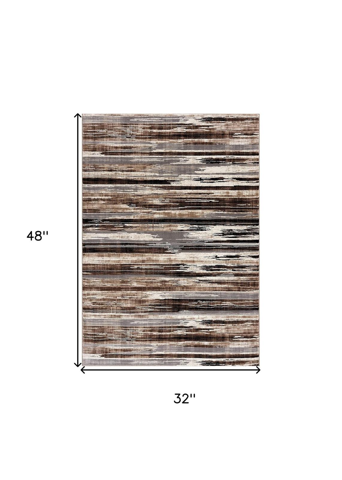 3′ X 5′ Beige Striped Power Loom Area Rug
