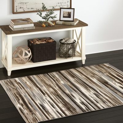 4′ X 6′ Gray and Brown Abstract Distressed Area Rug