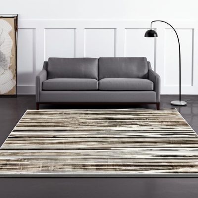 5′ X 7′ Beige Striped Dhurrie Area Rug