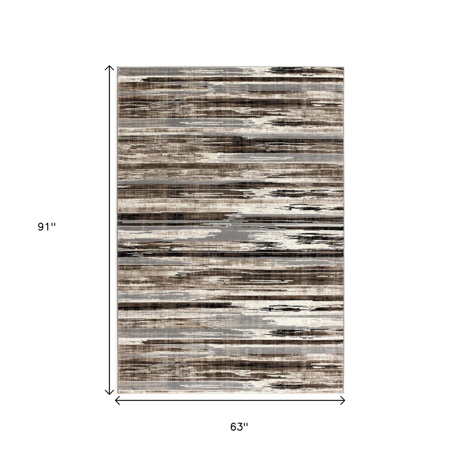 5′ X 7′ Beige Striped Dhurrie Area Rug