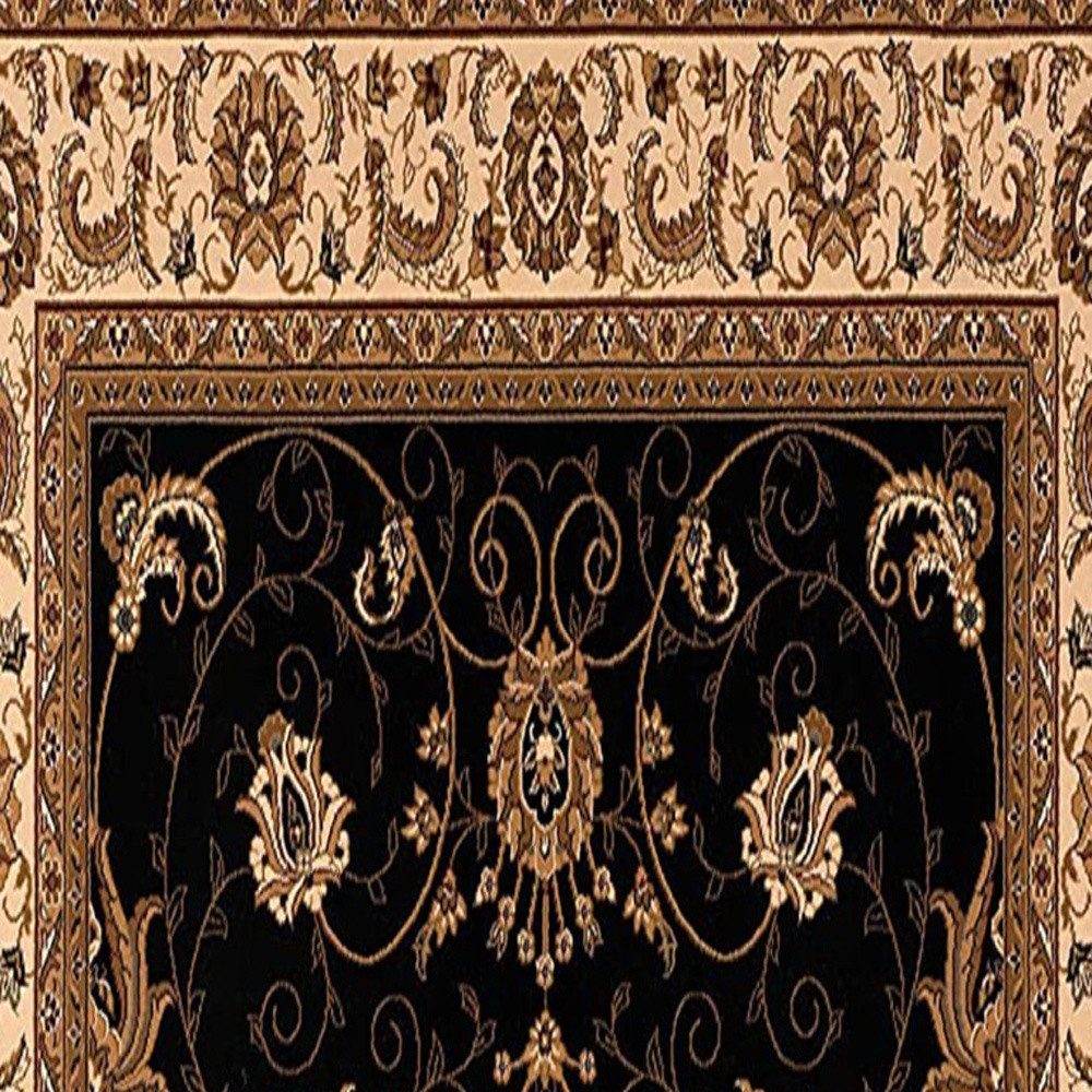 15′ Black and Ivory Oriental Runner Rug