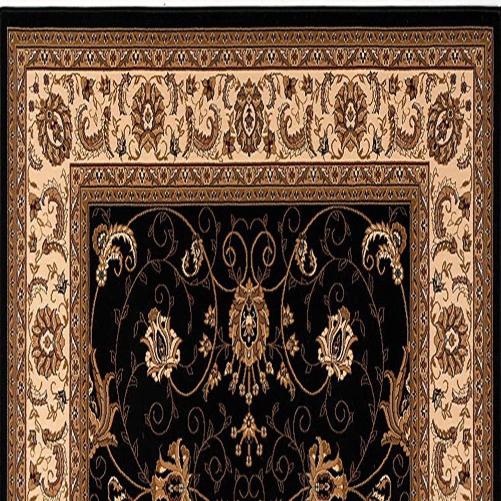 15′ Black and Ivory Oriental Runner Rug