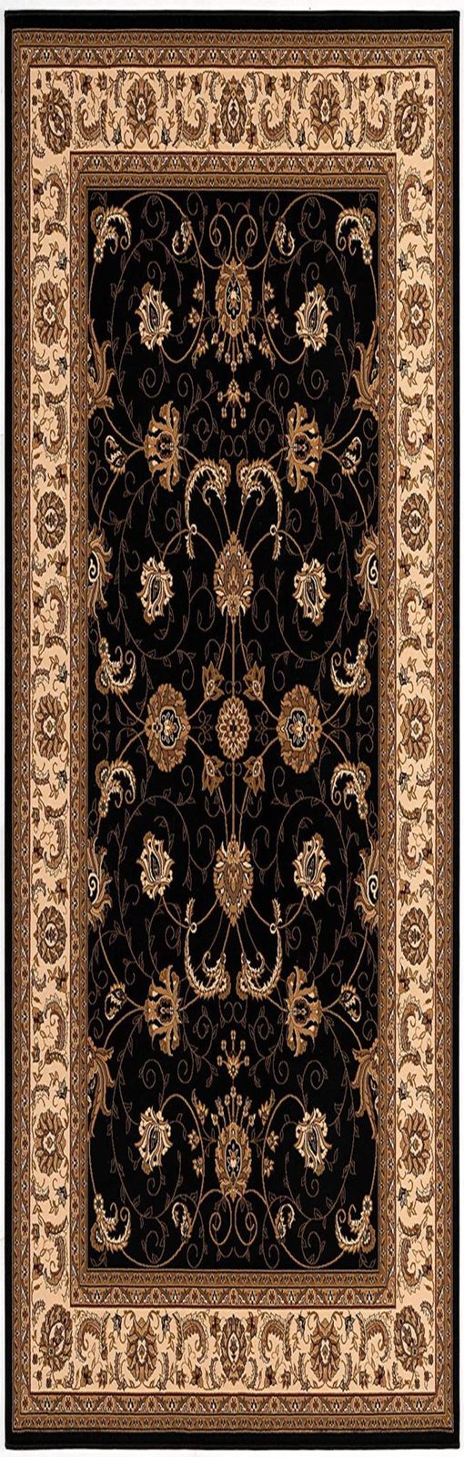 20′ Black and Ivory Oriental Runner Rug