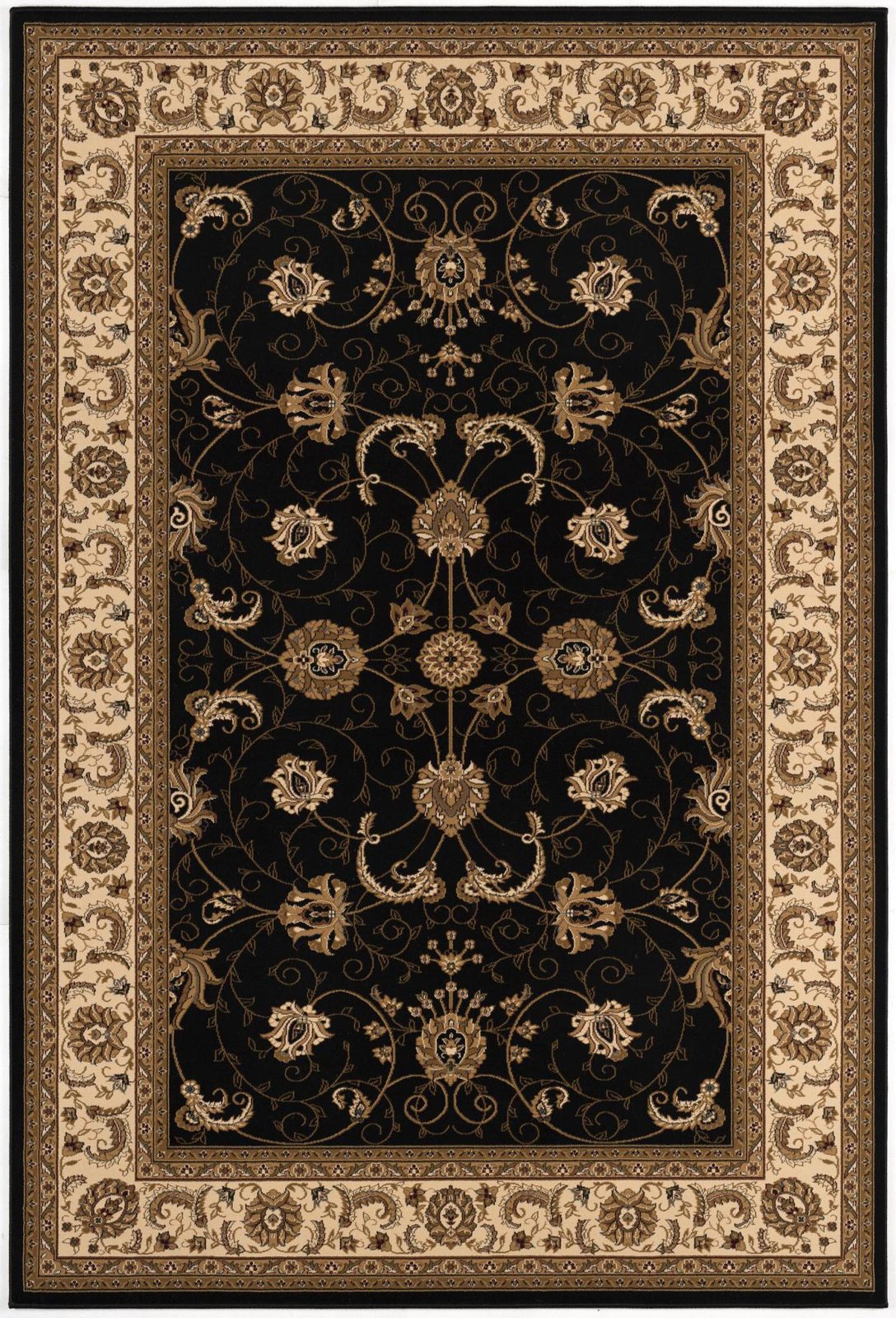 4′ X 6′ Black and Ivory Oriental Area Rug