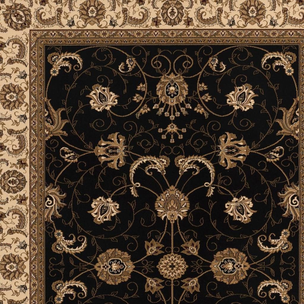 4′ X 6′ Black and Ivory Oriental Area Rug