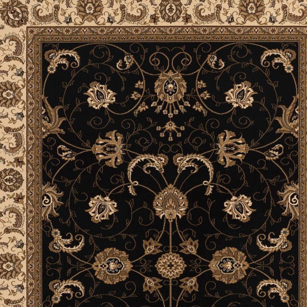 5′ X 8′ Black and Ivory Oriental Area Rug