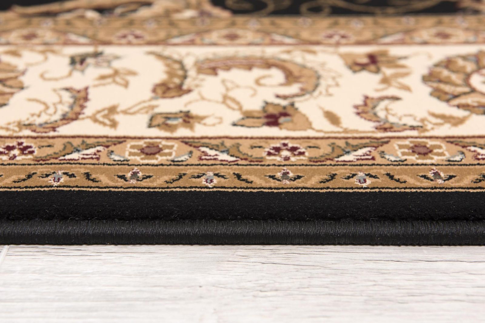 7′ X 9′ Black And Ivory Oriental Area Rug