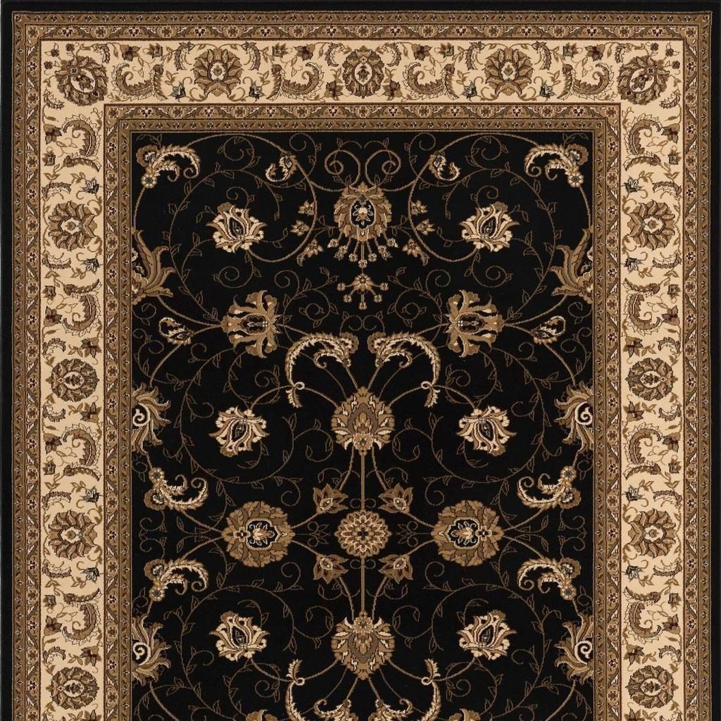 8′ X 11′ Black and Ivory Oriental Area Rug