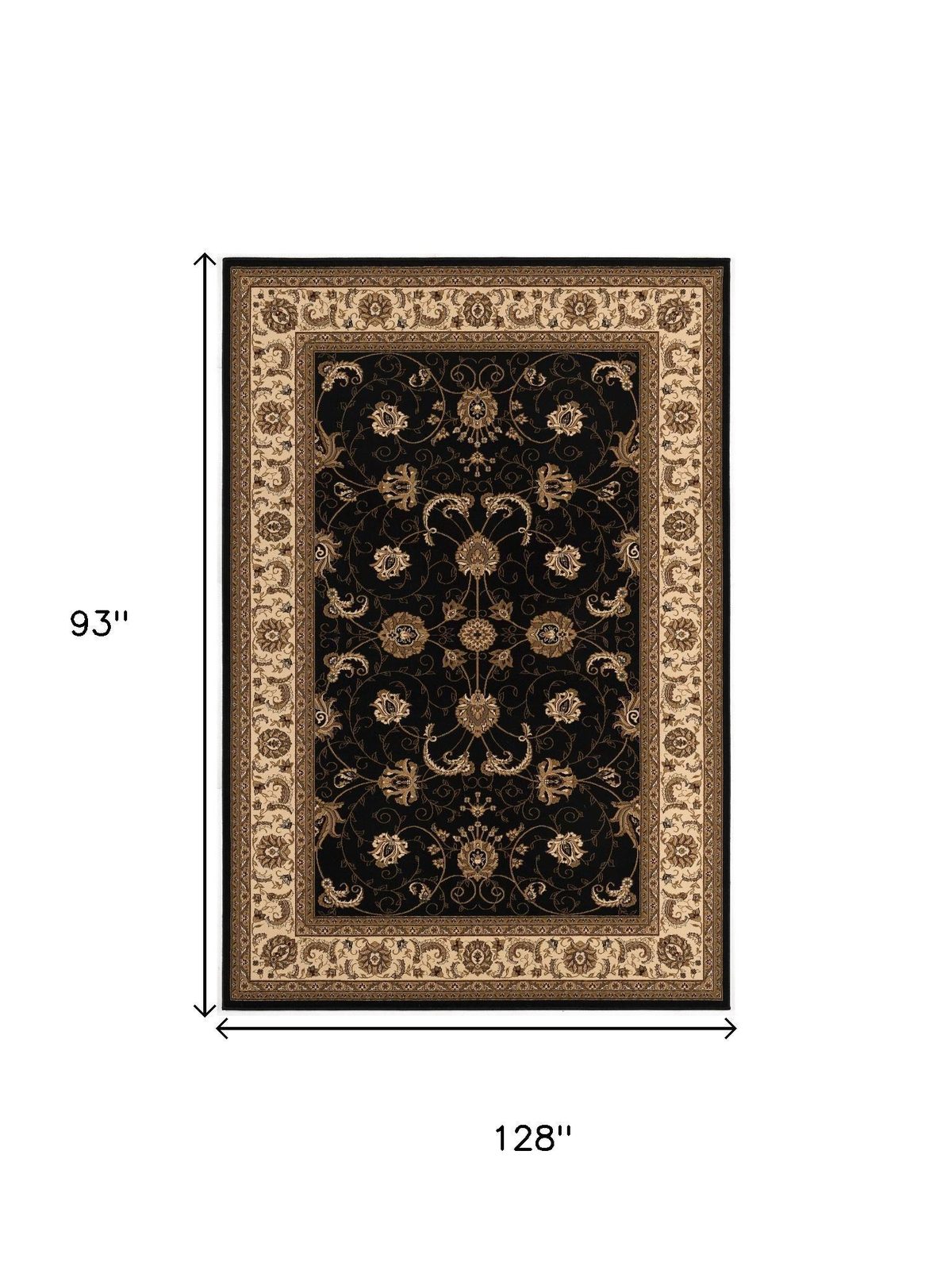 8′ X 11′ Black and Ivory Oriental Area Rug