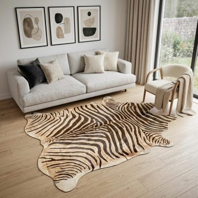 6′ X 7′ Zebra Chocolate and Natural Cowhide Area Rug