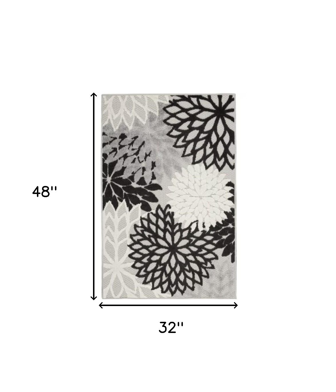 3′ X 4′ Black And White Indoor Outdoor Area Rug