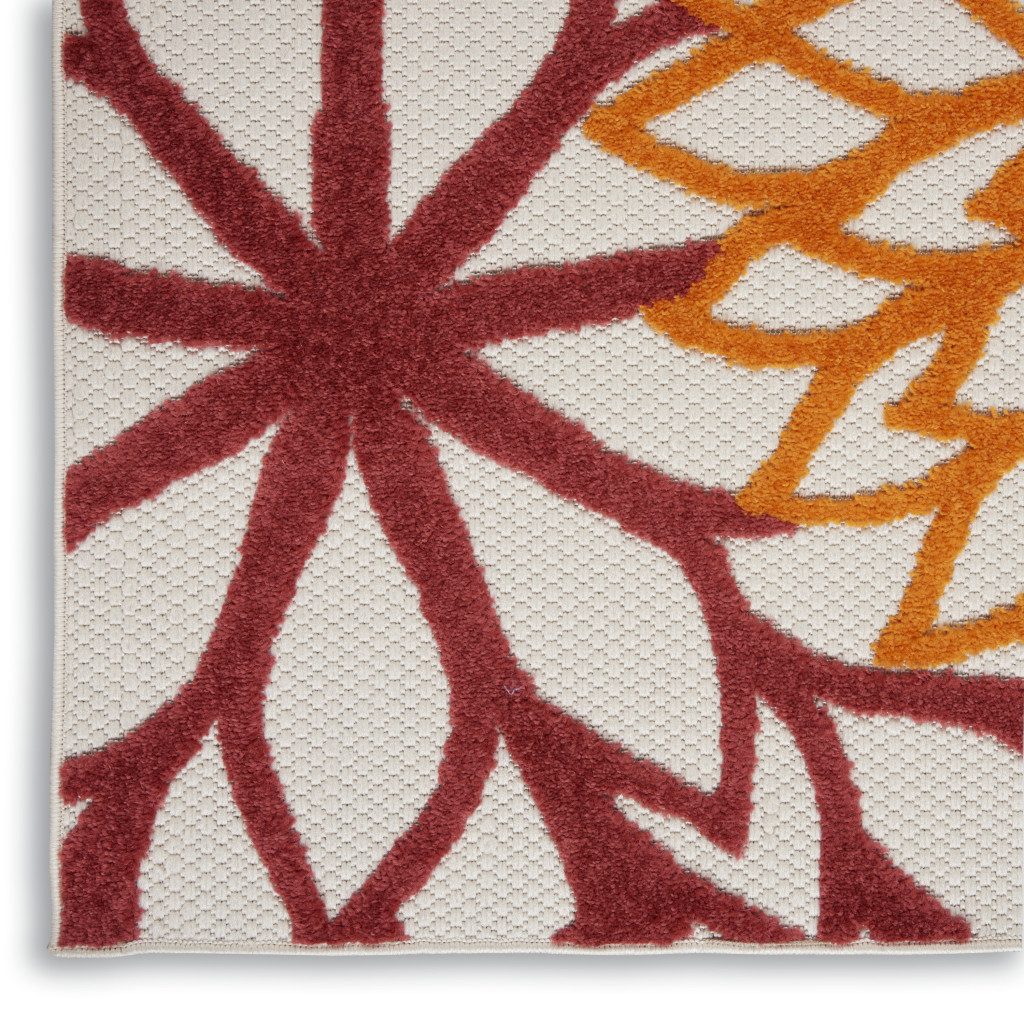 3′ X 4′ Red And Ivory Indoor Outdoor Area Rug