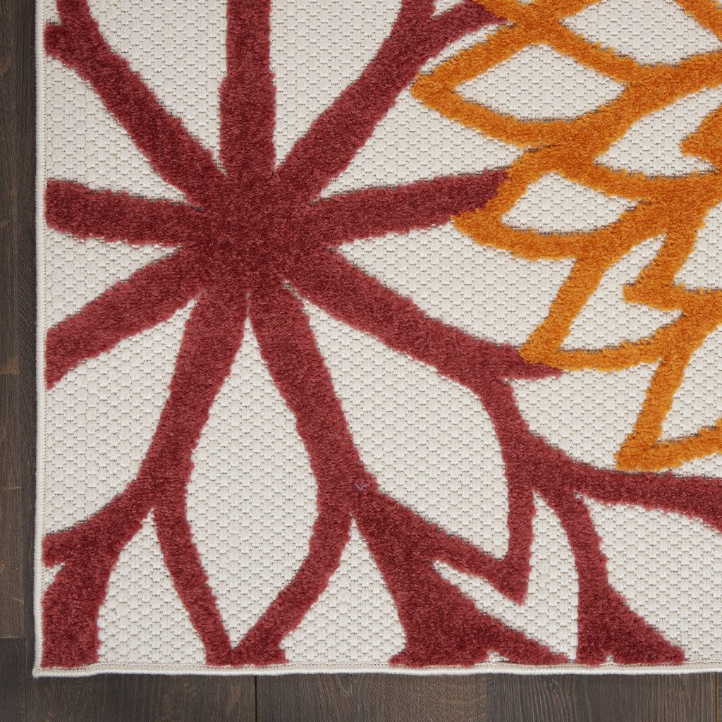 3′ X 4′ Red And Ivory Indoor Outdoor Area Rug