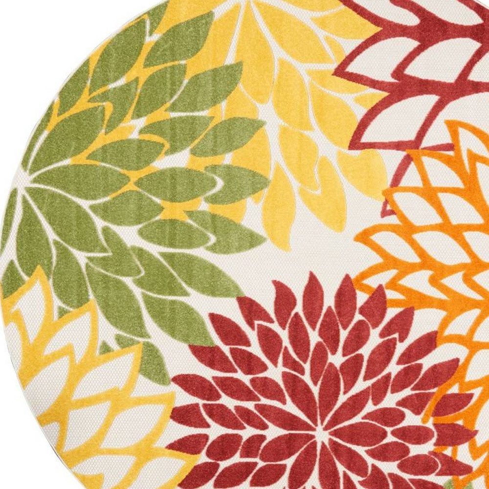 8′ X 8′ Red and Ivory Indoor Outdoor Area Rug