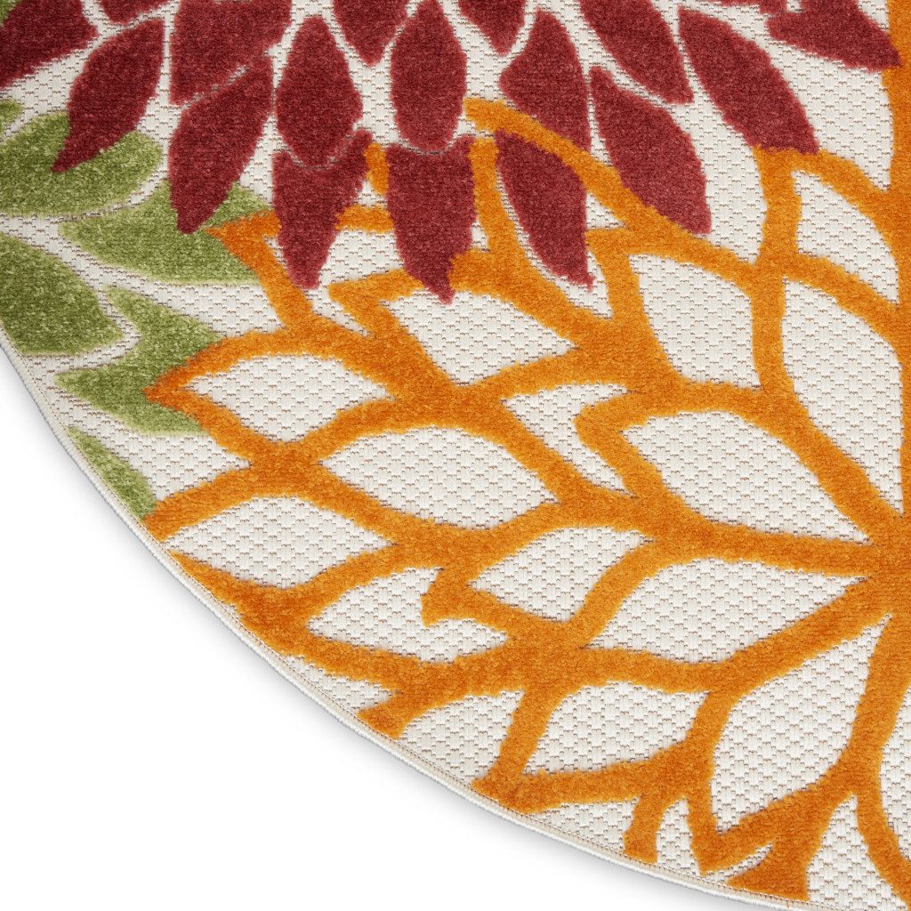 8′ X 8′ Red and Ivory Indoor Outdoor Area Rug