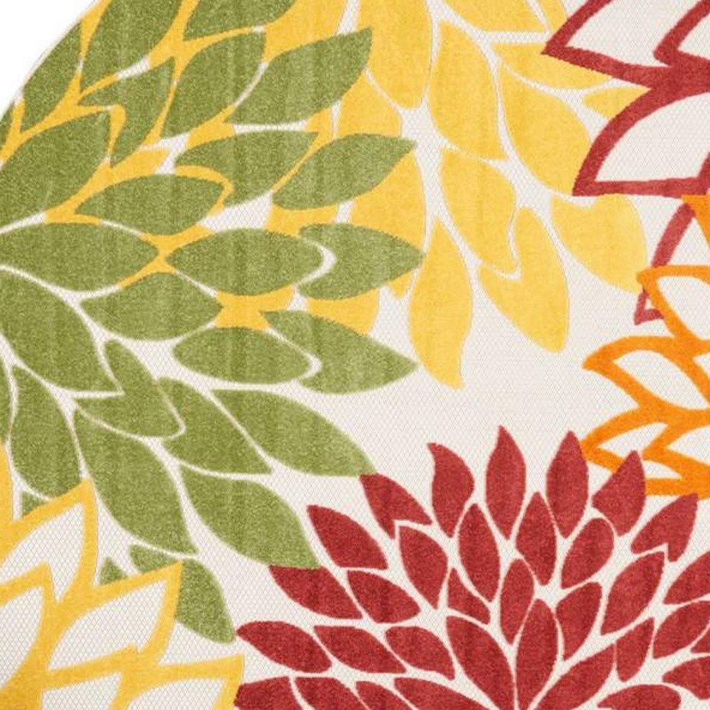 8′ X 8′ Red and Ivory Indoor Outdoor Area Rug