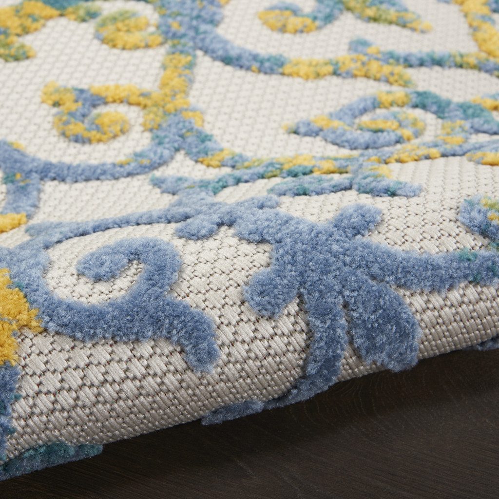 8′ X 8′ Ivory And Blue Round Rug II