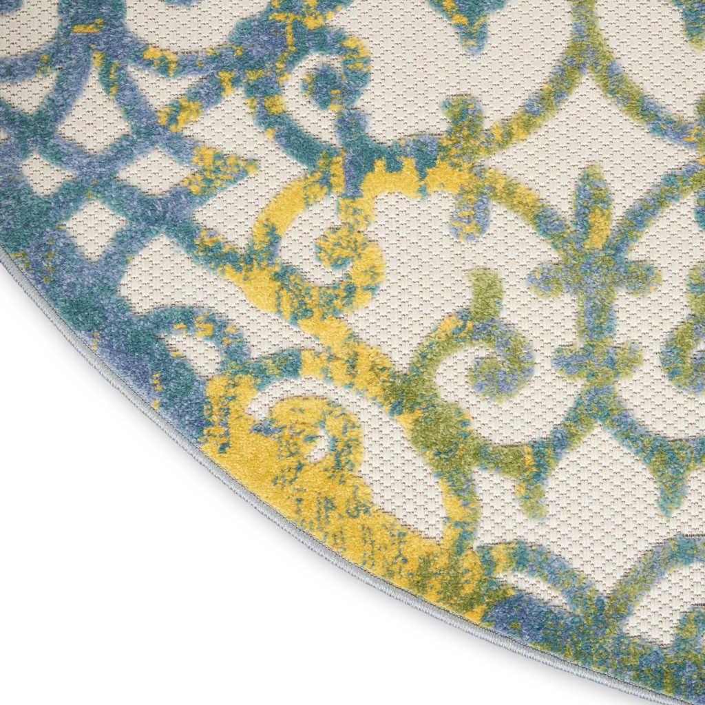 8′ X 8′ Ivory And Blue Round Rug II