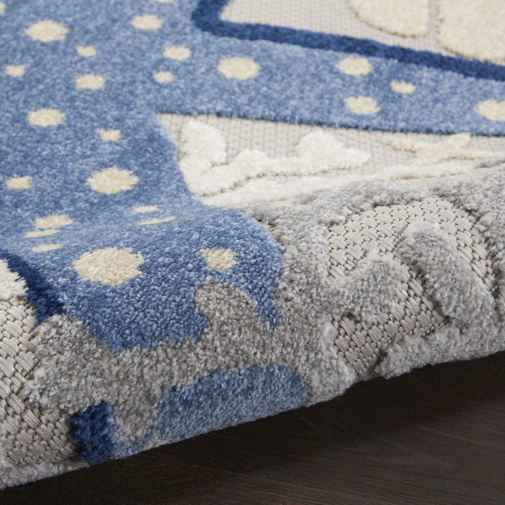 3′ X 4′ Blue and Gray Indoor Outdoor Area Rug