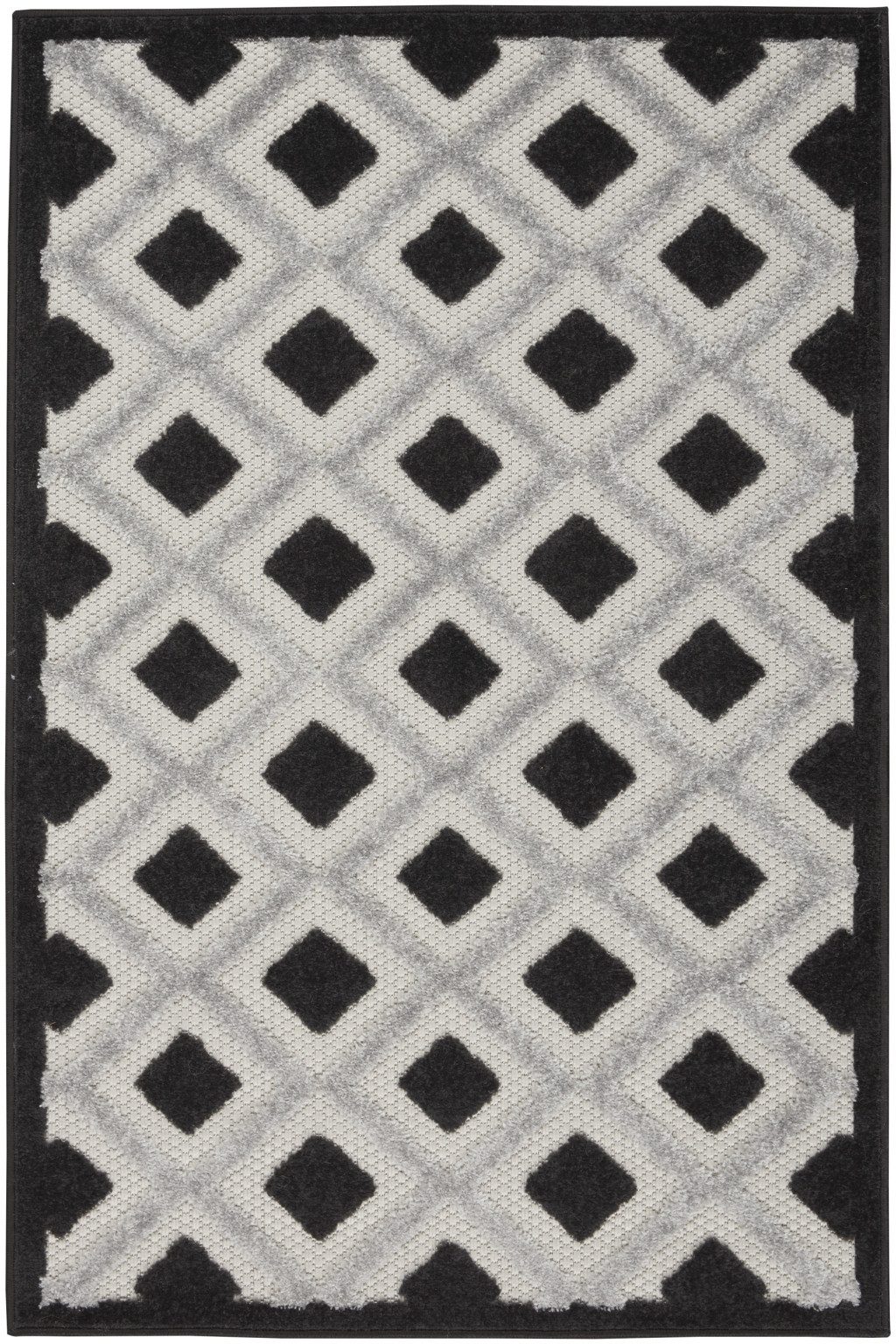 3′ X 4′ Black and White Indoor-Outdoor Area Rug II