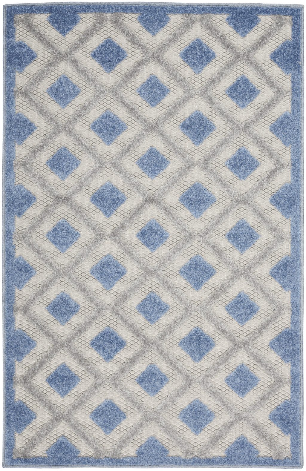 3′ X 4′ Blue and Gray Indoor/Outdoor Area Rug IV
