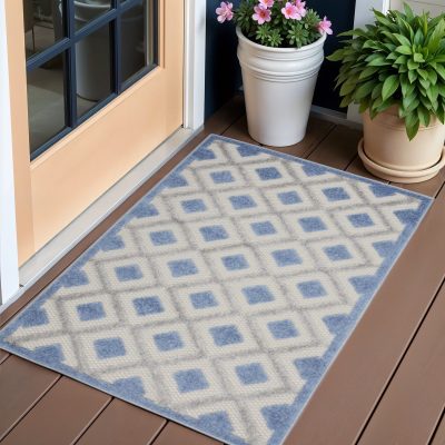 3′ X 4′ Blue and Gray Indoor/Outdoor Area Rug IV