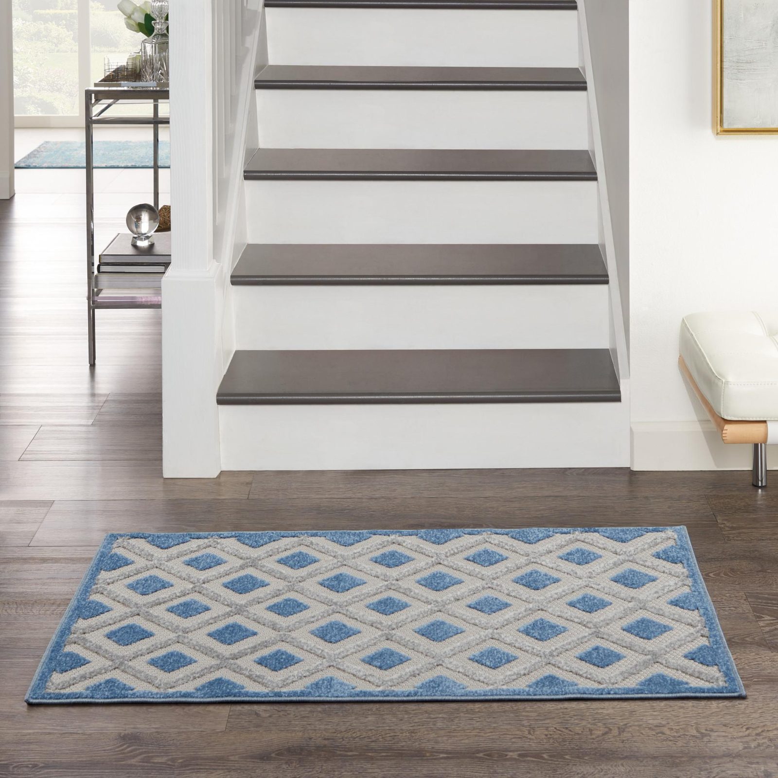 3′ X 4′ Blue and Gray Indoor/Outdoor Area Rug IV