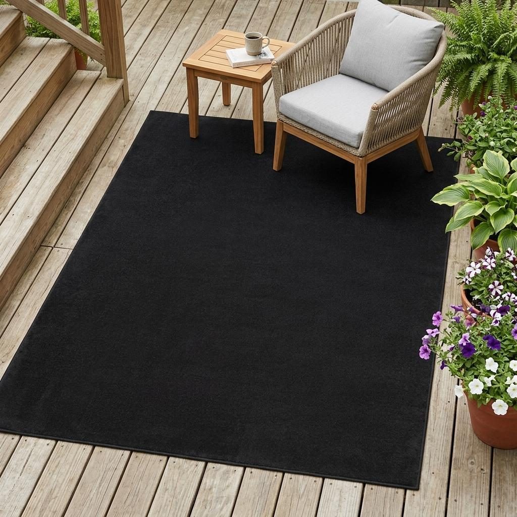 4′ X 6′ Black Stain Resistant Indoor Outdoor Area Rug