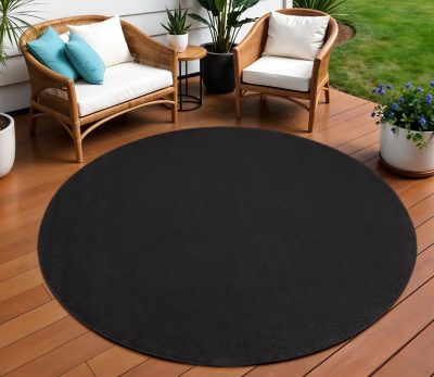 8′ X 8′ Black Indoor Outdoor Round Rug
