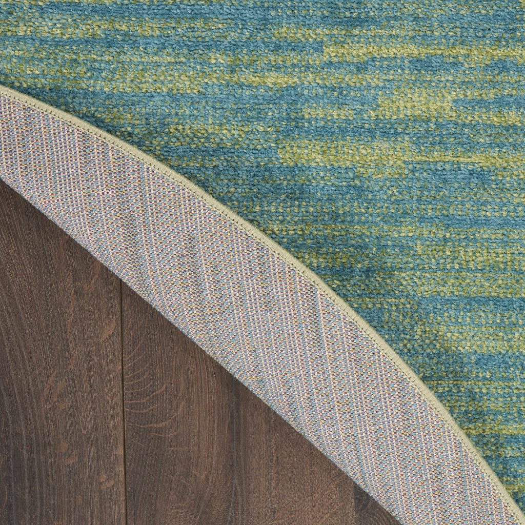8′ X 8′ Blue And Green Round Rug II