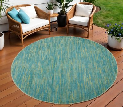 8′ X 8′ Blue And Green Round Rug II