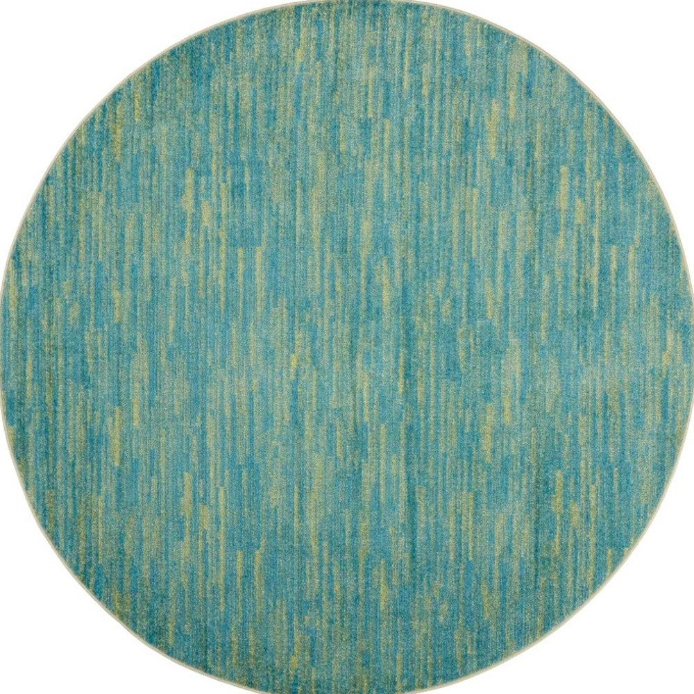 8′ X 8′ Blue And Green Round Rug II