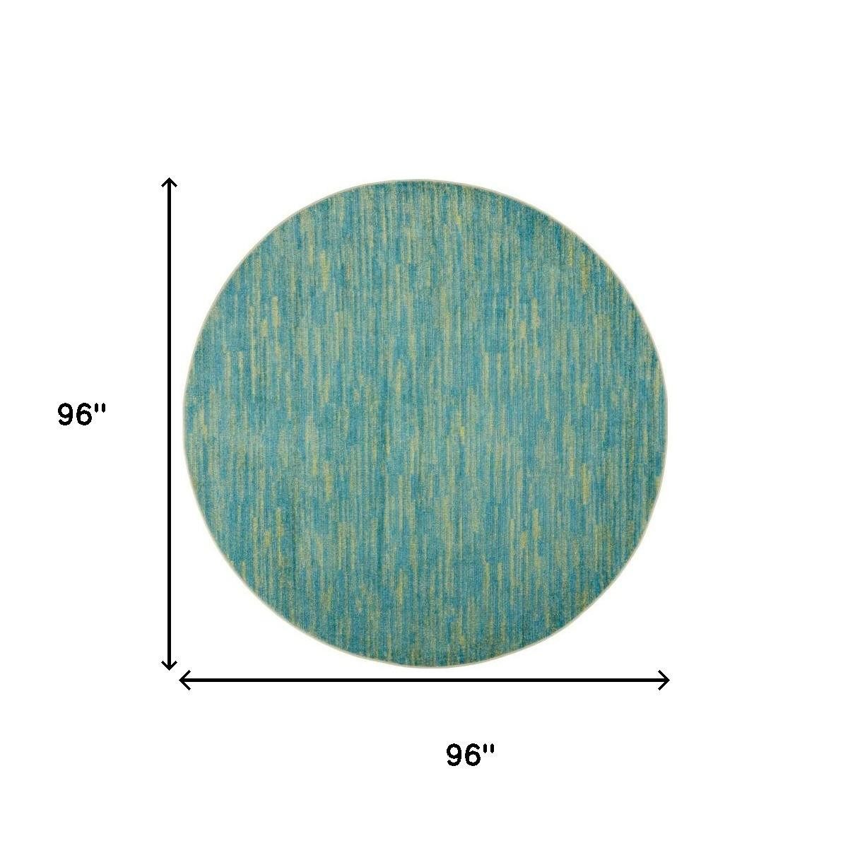8′ X 8′ Blue And Green Round Rug II