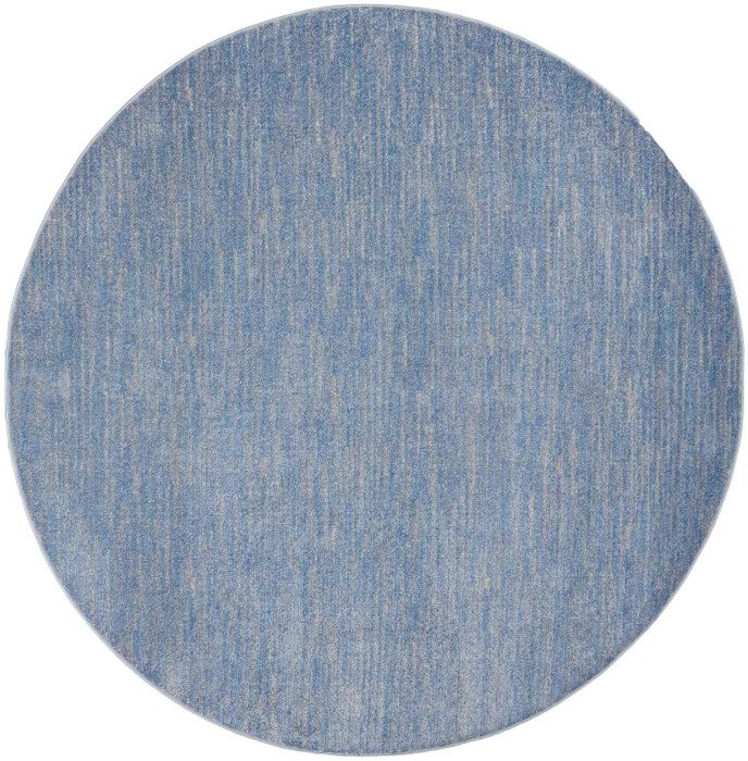 8′ X 8′ Blue And Gray Indoor Outdoor Round Rug