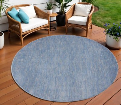 8′ X 8′ Blue And Gray Indoor Outdoor Round Rug