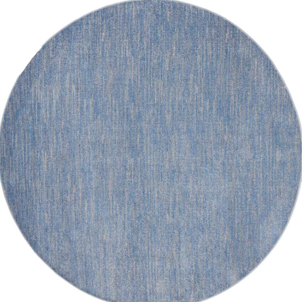 8′ X 8′ Blue And Gray Indoor Outdoor Round Rug