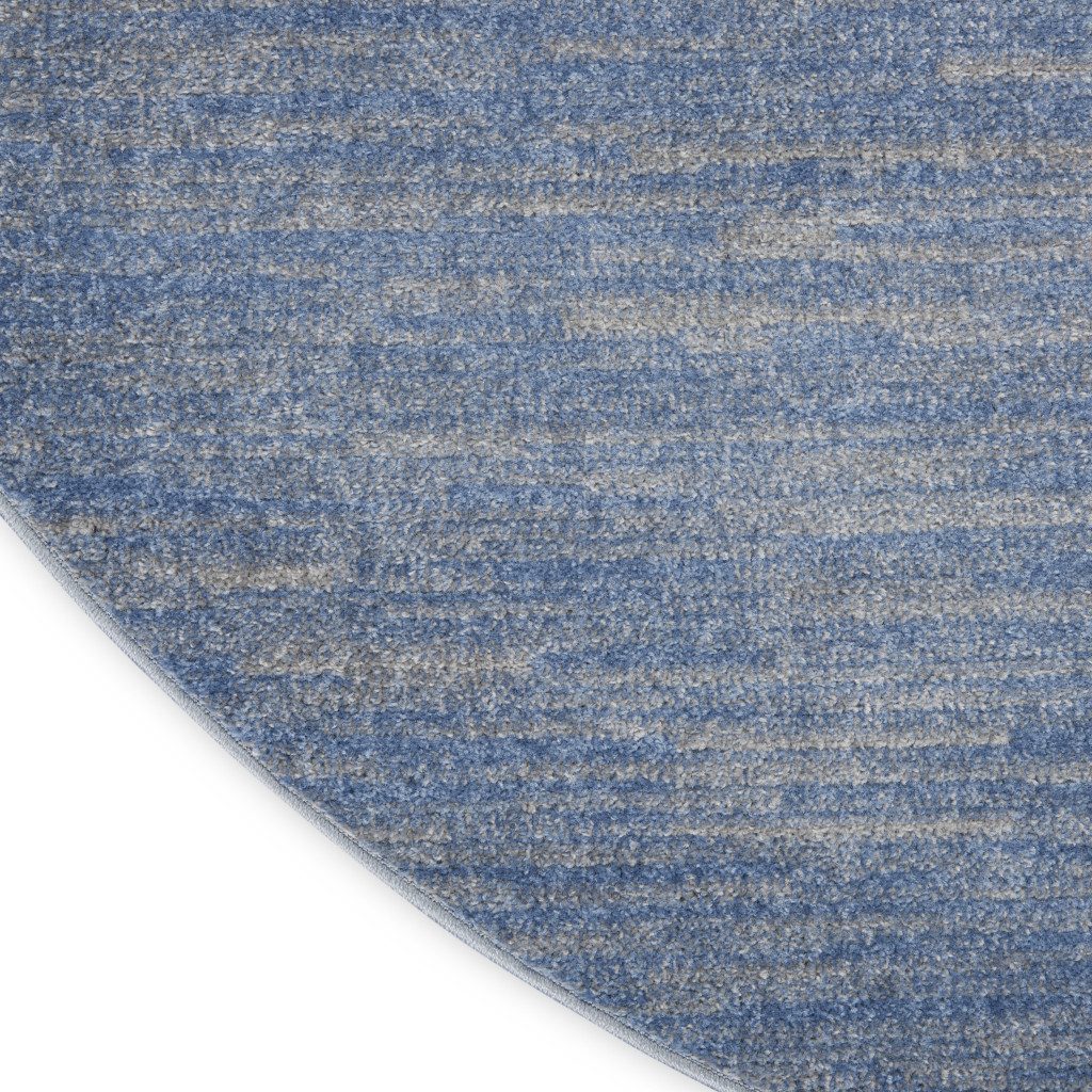 8′ X 8′ Blue And Gray Indoor Outdoor Round Rug
