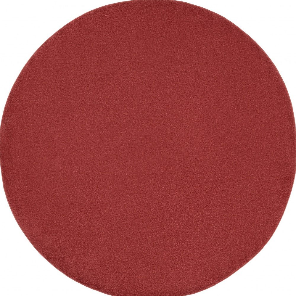 8′ X 8′ Brick Red Indoor Outdoor Round Rug