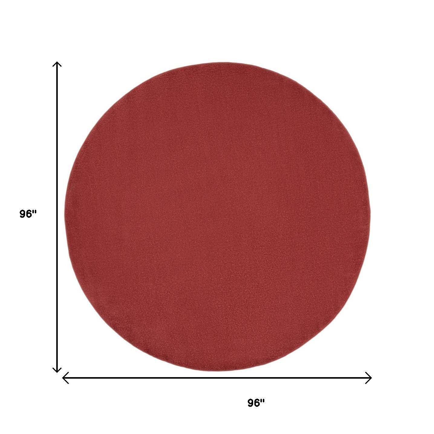 8′ X 8′ Brick Red Indoor Outdoor Round Rug